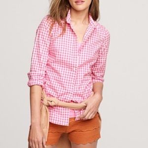 J CREW Perfect Fit Gingham Blouse Size M